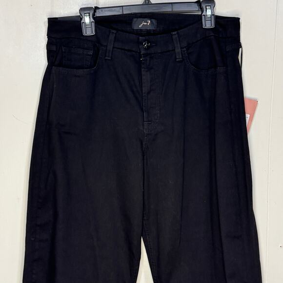 Jen7 Womens Pants Black Cropped Wide Leg High Rise Pockets Zip Button Close New - Picture 2 of 16